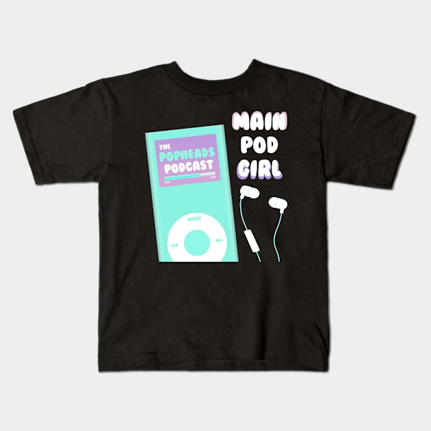 Main Pod Girl Logo (With Text Drop Shadow) Kids T-Shirt by Sound Byte Podcasts